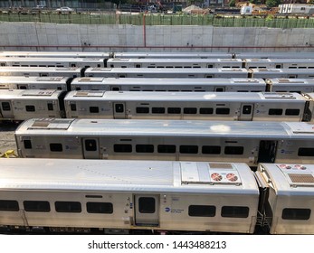 Brooklyn, NY / USA - June 2, 2019: Metropolitan Transportation Authority Subway Train Depot In Clinton Hill Neighborhood.