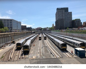 Brooklyn, NY / USA - June 2, 2019: Metropolitan Transportation Authority Subway Train Depot In Clinton Hill Neighborhood.