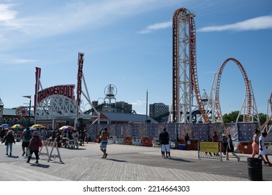 Brooklyn, NY, USA - June 5, 2022: The Thunderbolt Roller Coaster In Coney Island.