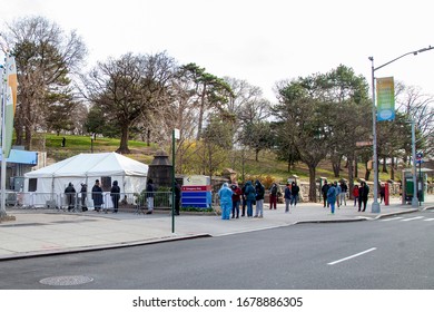  Brooklyn, NY/USA-03/21/2020 - Coronavirus Triage Tent And People On Line To Be Tested At Brooklyn Hospital.