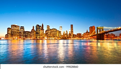 Brooklyn view of Manhattan, New York City. USA.