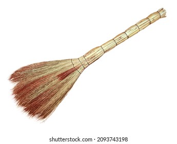 Broom made of elastic branches isolated on white background - Shutterstock ID 2093743198