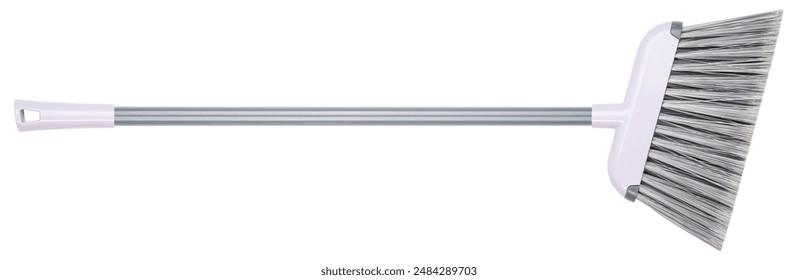 Broom. Metal handle and plastic bristles broom. Floor cleaning in kitchen, office, garden, house, home, apartment room, Cleaning service. Professional broom. Tool for cleaning. Isolated background - Powered by Shutterstock