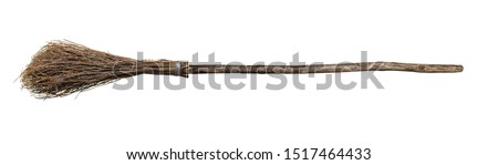 Broom from rods with wooden handle. Isolate on white background.