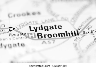 Broomhill On A Geographical Map Of UK