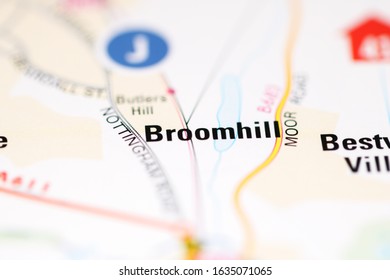 Broomhill On A Geographical Map Of UK