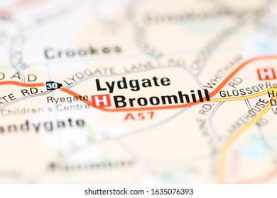 Broomhill On A Geographical Map Of UK