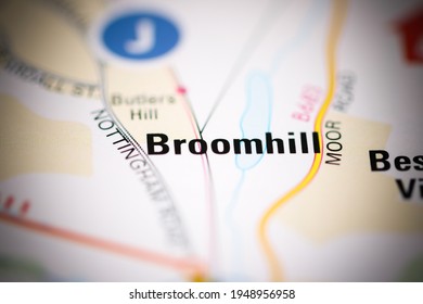 Broomhill On A Geographical Map Of UK