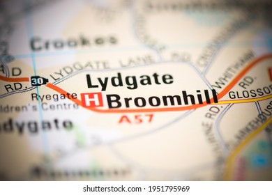 Broomhill On A Geographical Map Of UK