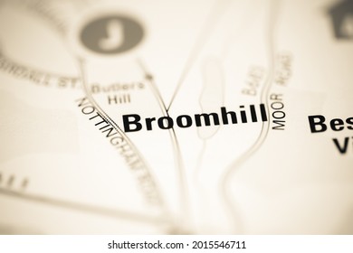 Broomhill On A Geographical Map Of UK