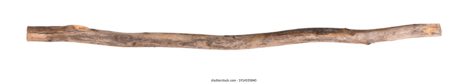 broomstick,dirty wooden stick isolated on white background