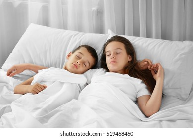 Brother Sister Sleeping Bed Stock Photo 519468460 Shutterst image