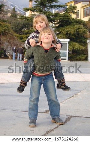 Similar – Foto Bild Seniorsportlerin und kleines Mädchen High Five