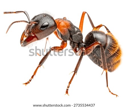 Brown Ant Macro Close View isolated on white background