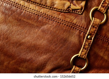 Brown artificial leather with decorations for background