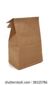 A Brown Bag For A Sack Lunch On A White Background