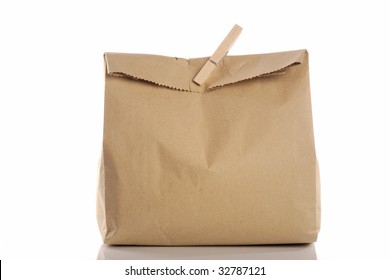 Brown Bag With Wooden Clip