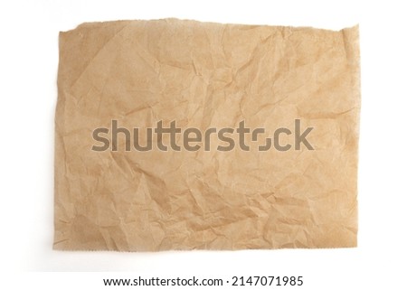 brown baking paper sheet isolated on white background, top view, parchment for baking culinary ストックフォト © 