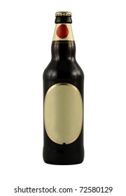 Brown Beer Bottle With Blank Label Isolated On White