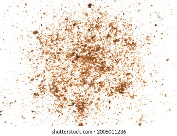 Brown Biscuits Crumbs Isolated On White Background.