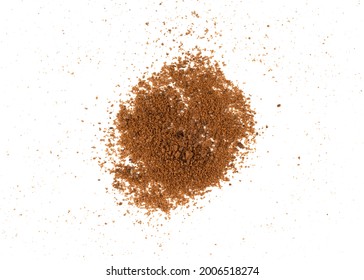 Brown Biscuits Crumbs Isolated On White Background.