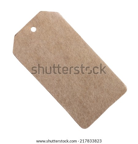 Brown blank price tag isolated on white background 