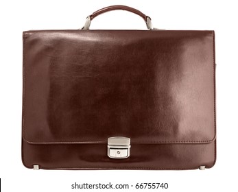 Brown Briefcase Isolated On White Background