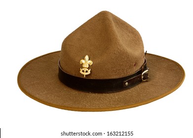 A Brown Brim Hat (hat Of Boy Scout) Isolated On White