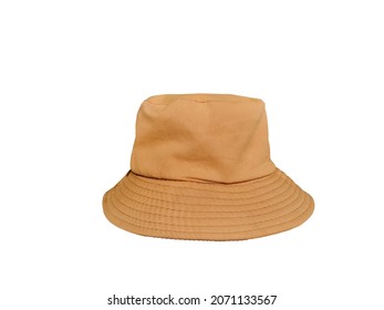 Brown Bucket Hat Isolated On White