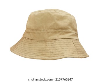 brown bucket hat isolated on white - Shutterstock ID 2157765247