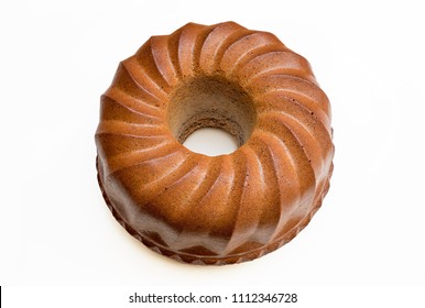 Brown Bundt Cake Isolated On White Background