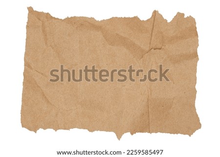 Brown butcher paper ripped rectangle isolated on white to use are a banner