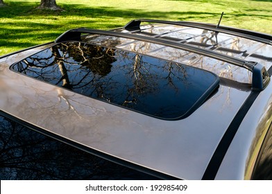 Brown  Car SUV Sunroof, Hatch Close-up