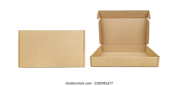 Caja de cartón marrón sobre fondo blanco