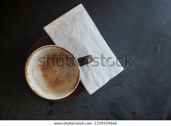 Brown Ceramic Mug Napkin Partially Finished Stock Photo Edit Now