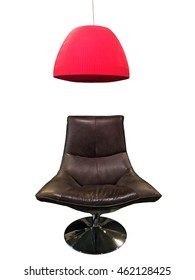 Brown Chair And Red Pendant Light Above