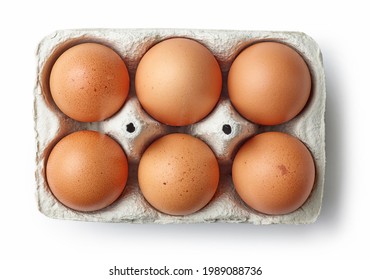 brown chicken eggs in egg box isolated on white background, top view - Powered by Shutterstock