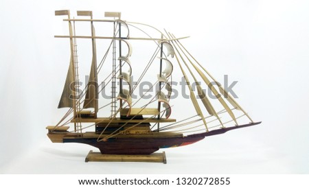 Brown Classic Old Retro Vintage Wooden Ship in White Isolated Background