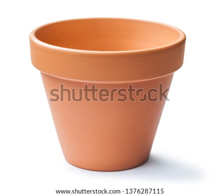 brown clay pot isolated on white