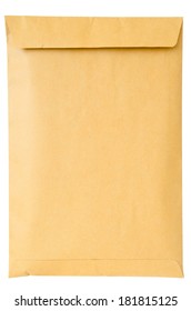 Brown Closed A4 Document Envelope On White Background