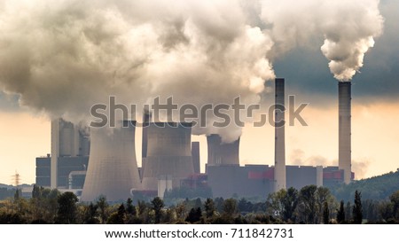 Brown coal power plant emission.