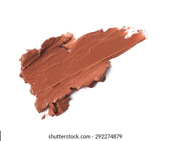 Brown Color Lipstick Stroke On White Background