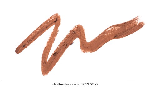 Brown Color Lipstick Stroke On White Background