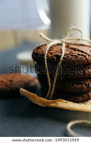 Similar – Image, Stock Photo round chocolate chip cookies