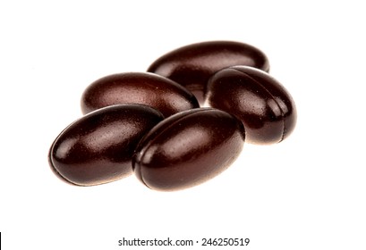 Brown CoQ10 Softgel Capsules Isolated.