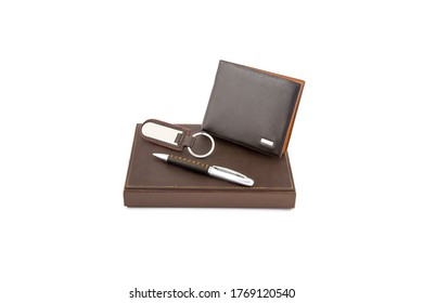 Brown corporate gift set for mockup isolated on white background