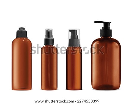 Brown cosmetic bottle isolated on white background