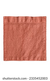 Brown cotton waffle fabric patch pocket isolated on white background