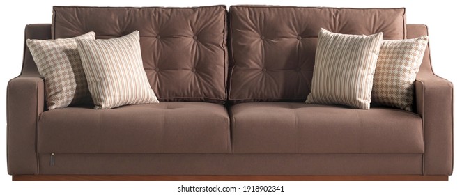 A Brown Couch Isolated On White Background