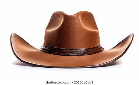 A brown cowboy hat isolated on a white background